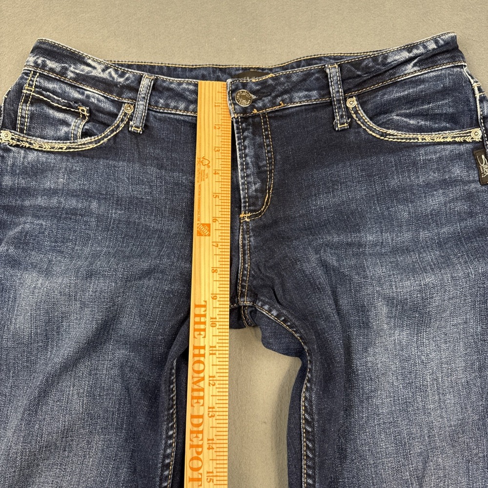 Women's Silver boyfriend Jeans Co W31/L25 straight dark wash whiskering - Picture 8 of 10